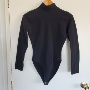 Vintage Betty Blue Bodysuit L Black Embossed Good Fade